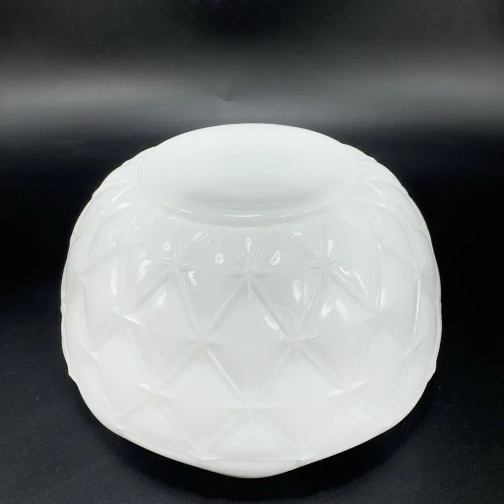 1970S Indiana Glass Milk Glass‎ Quilted Duette Crimped Edges White Dish Bowl VTG
